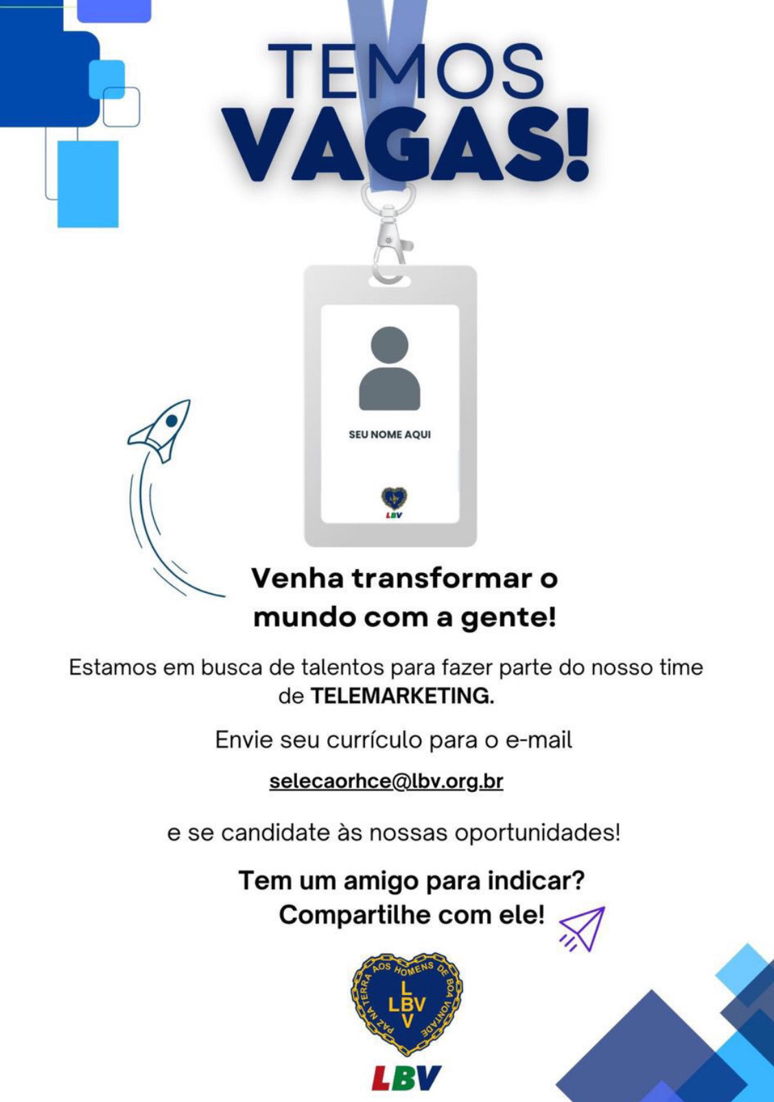 Legião da Boa Vontade oferta vagas de trabalho em Fortaleza